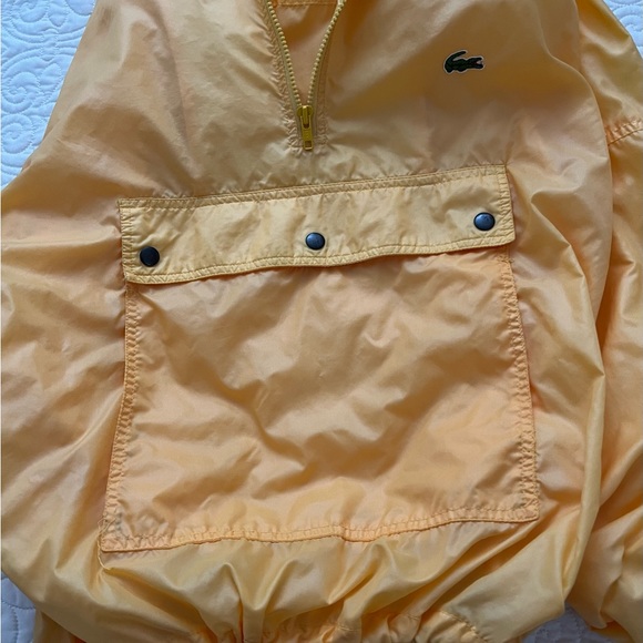 Vintage Izod Lacoste Yellow Quarter Zip Hooded Men’s Windbreaker Size M - Picture 8 of 11